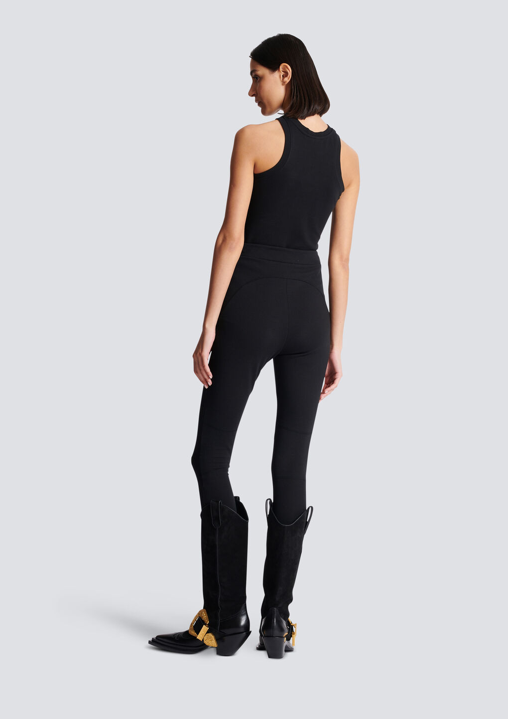 Balmain Jersey Leggings With 6 Buttons In Black