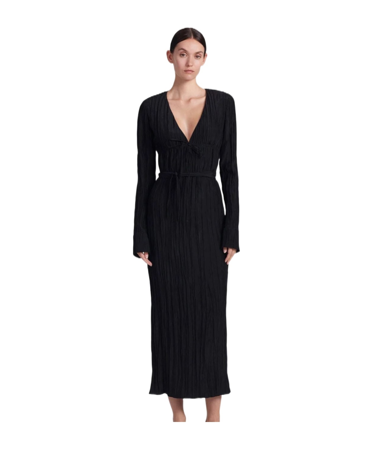 Altuzarra Carol Pleated Midi Dress In Black
