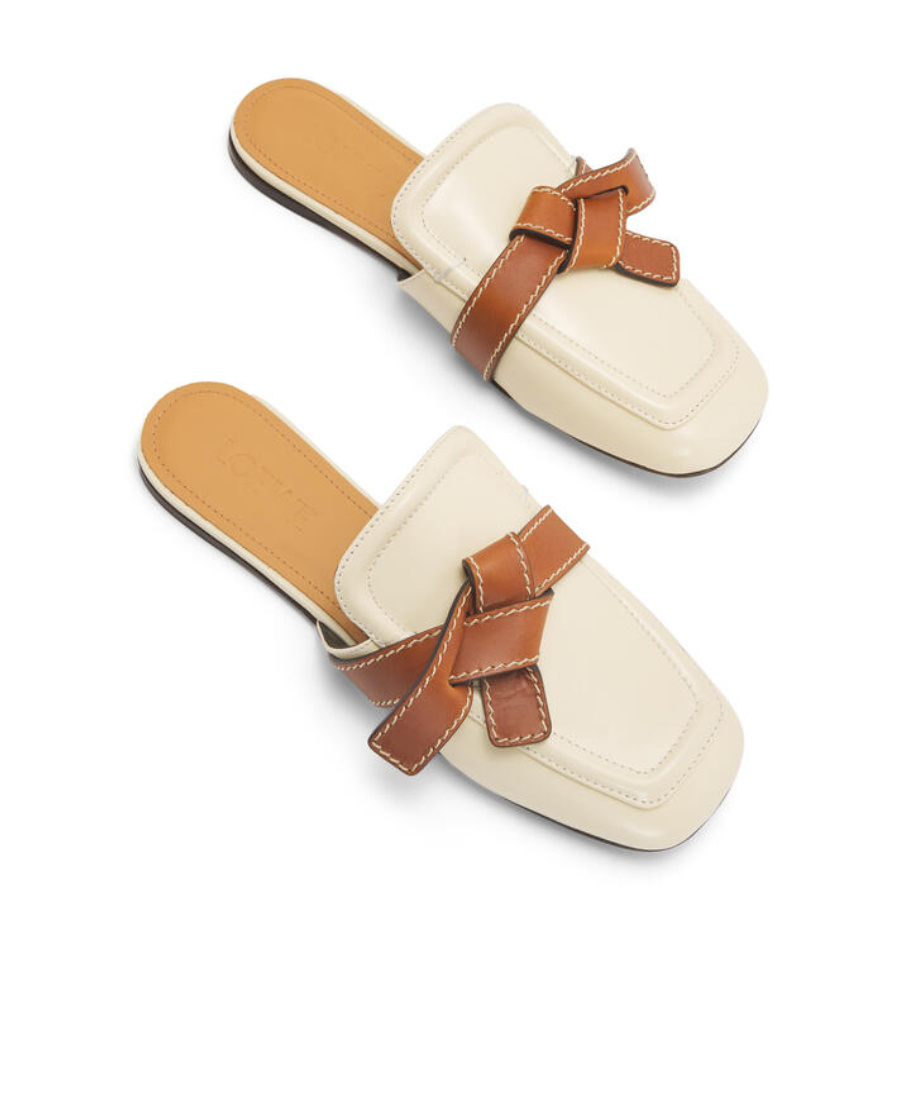 Loewe Logo Flat-soled Muller Shoes In Nude