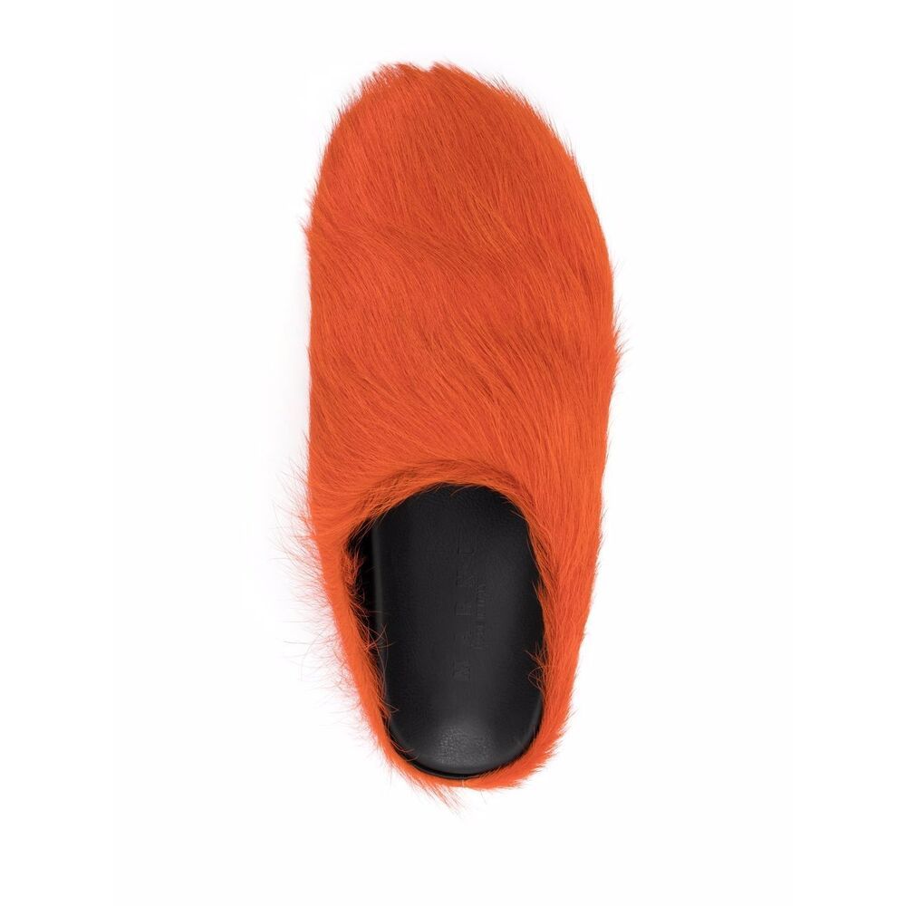 Marni Men Fussbett Sabot Hairy Mules In Orange