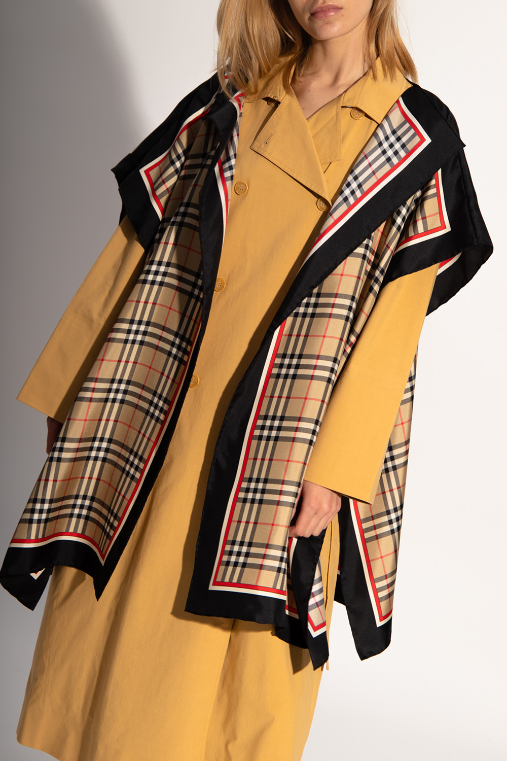 Burberry Vintage Check-print Silk Cape In Nude