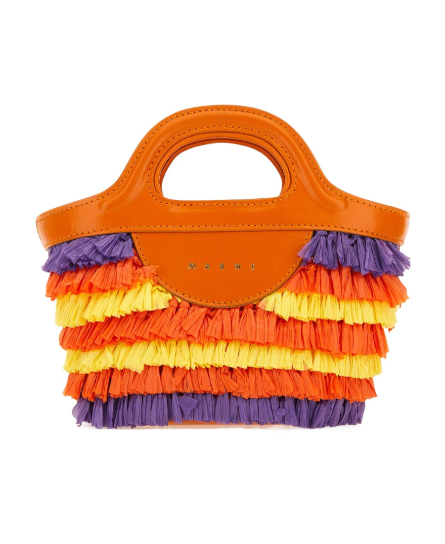 Marni Multicolor Fabric Micro Tropicalia Summer Handbag In Orange