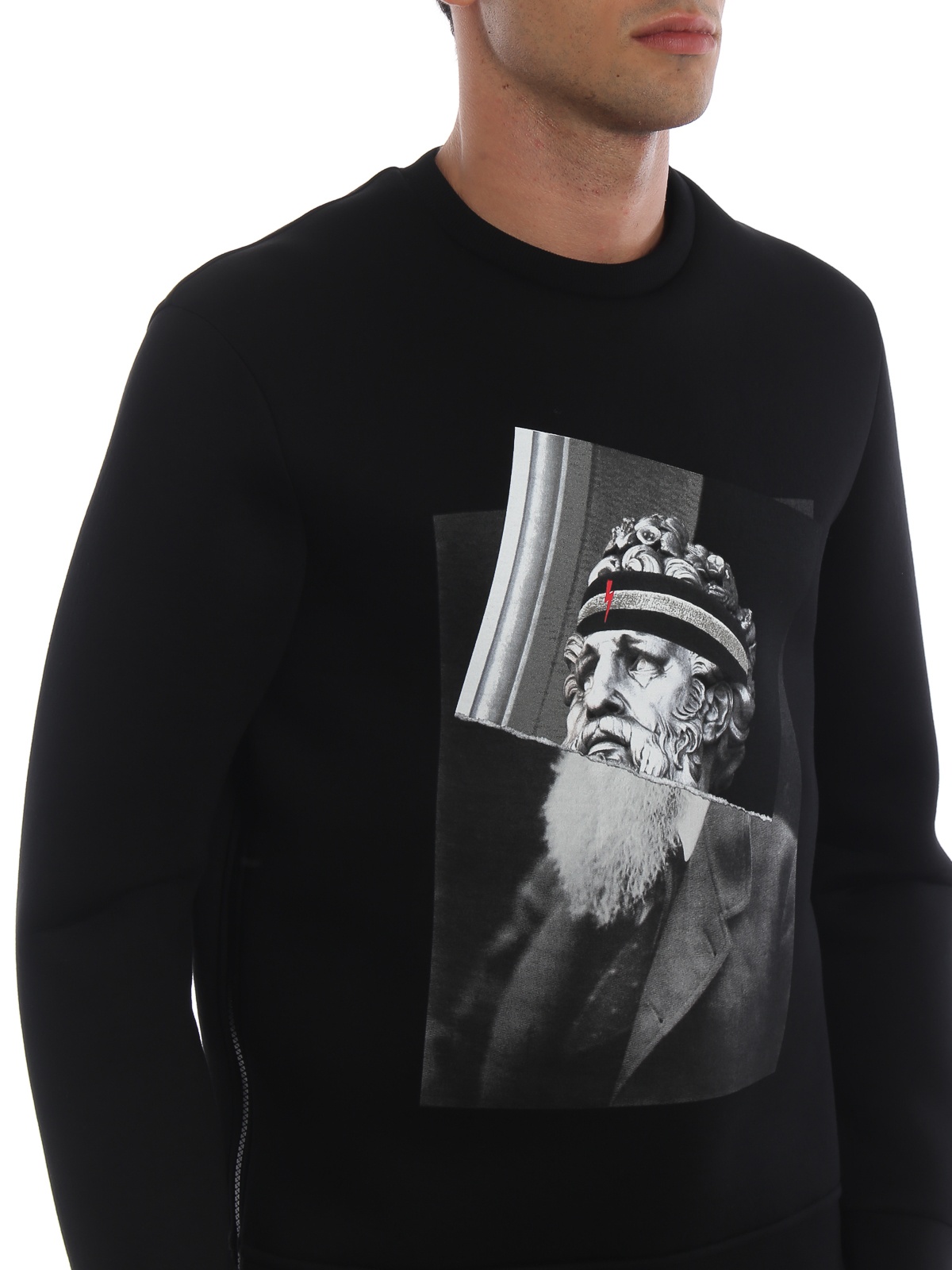 Neil Barrett Front Printed Detail Hoodie In Black