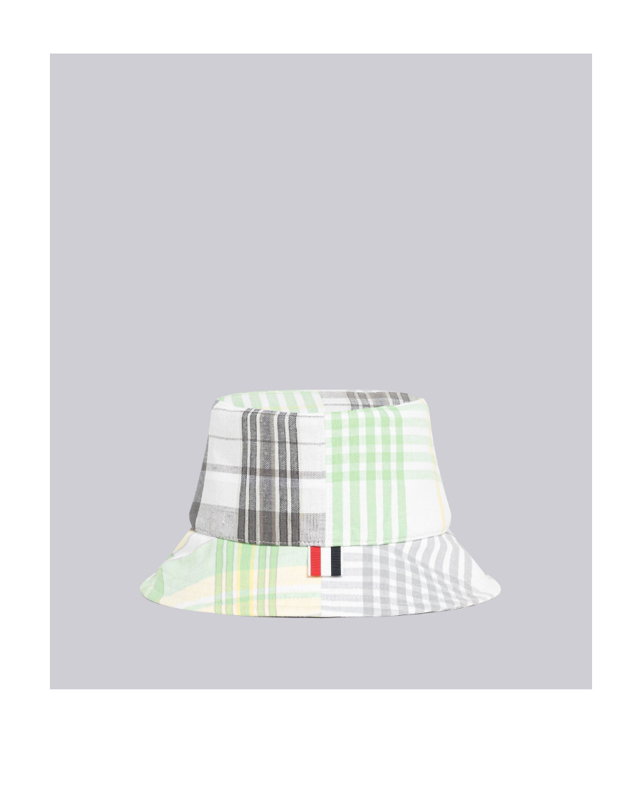 Thom Browne Checked Cotton Bucket Hat In White