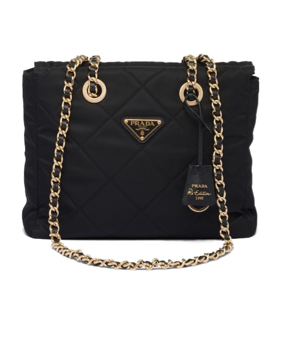 Prada Re-edition 1995 Chaine Small Re-nylon Tote Bag In Black