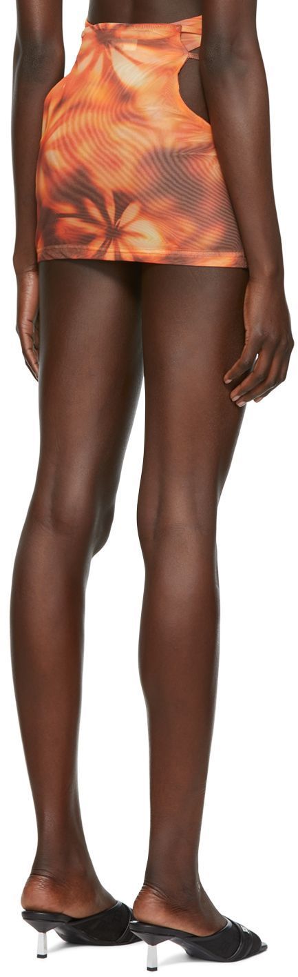 Misbhv Floral-print Cut-out Miniskirt In Brown