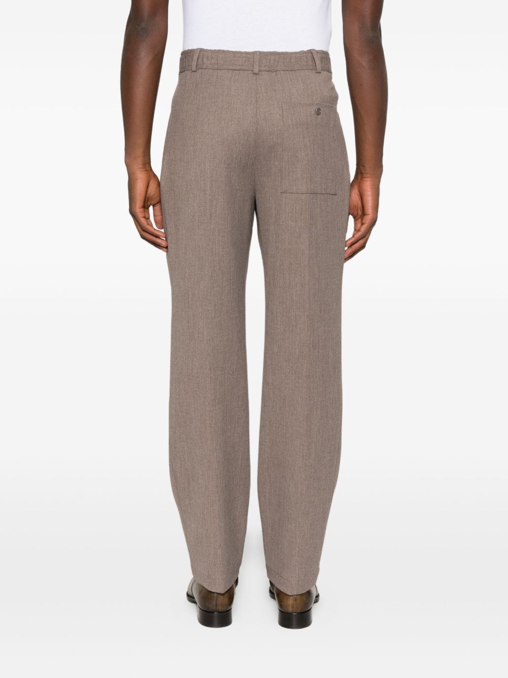 Emporio Armani Straight Trousers With Pleated Front And Pockets In Gray