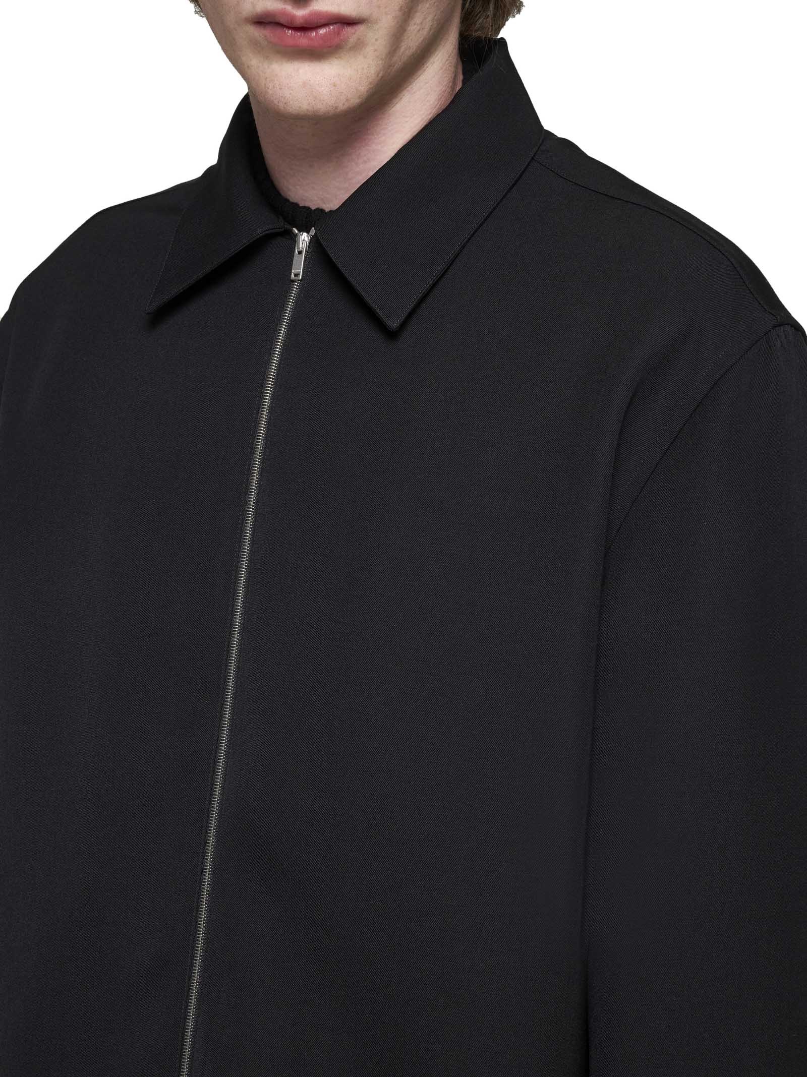 Jil Sander Minimalist Zippered Wool Overshirt In Black