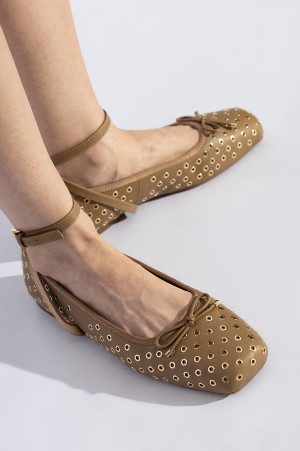 Michael Kors Round Head Ballet Shoes In Brown