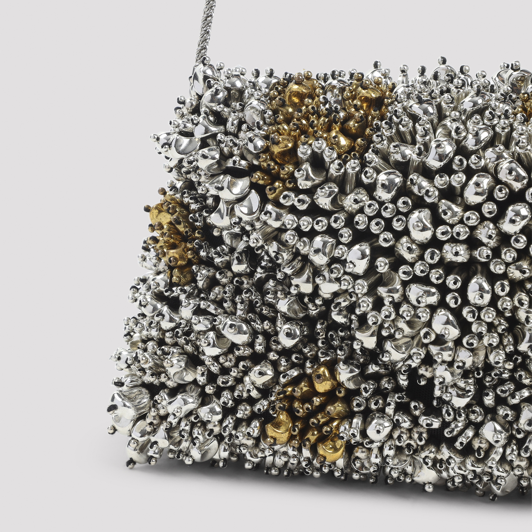 Dries Van Noten Small Embroidered Envelope Clutch In Silver
