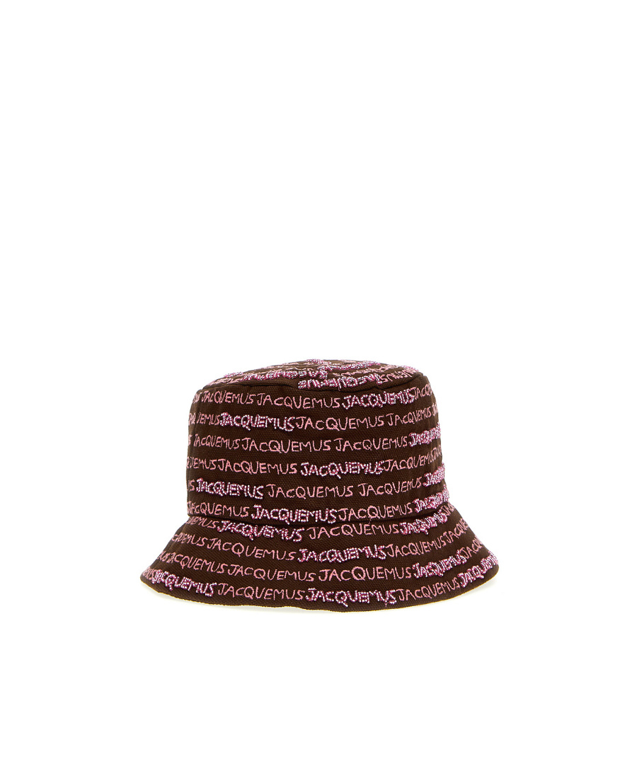 Shop Jacquemus Logo Canvas Fisherman's Hat In Brown