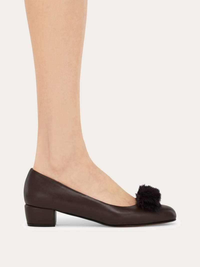 Ferragamo 30mm Vara Bow Block-heel Pumps In Black