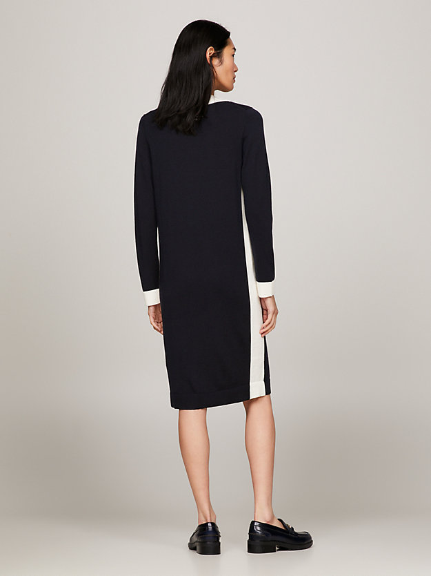 Tommy Hilfiger Long-sleeved Wool Dress In Black