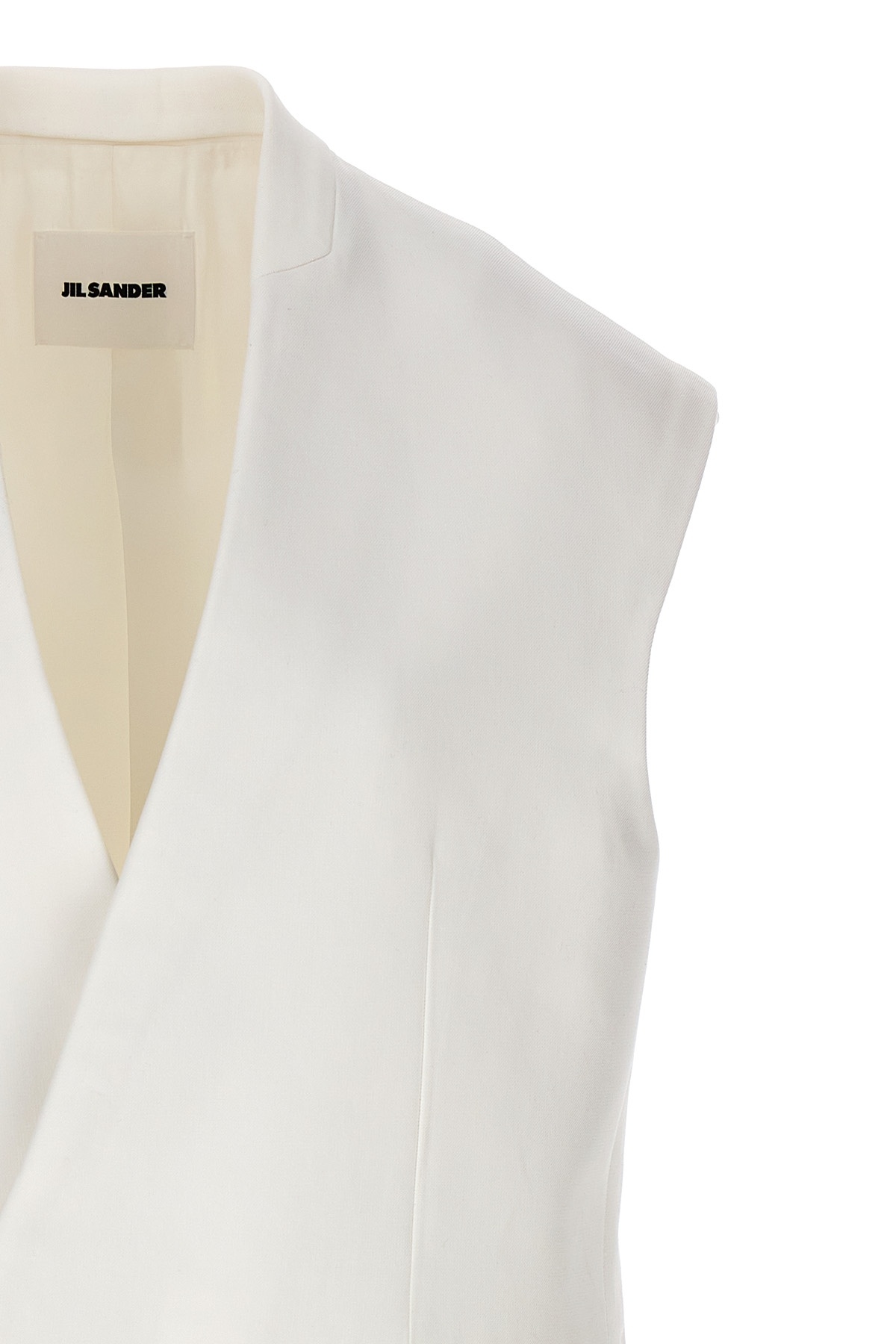 Jil Sander Flap Pockets Oversized Tailored Vest In White