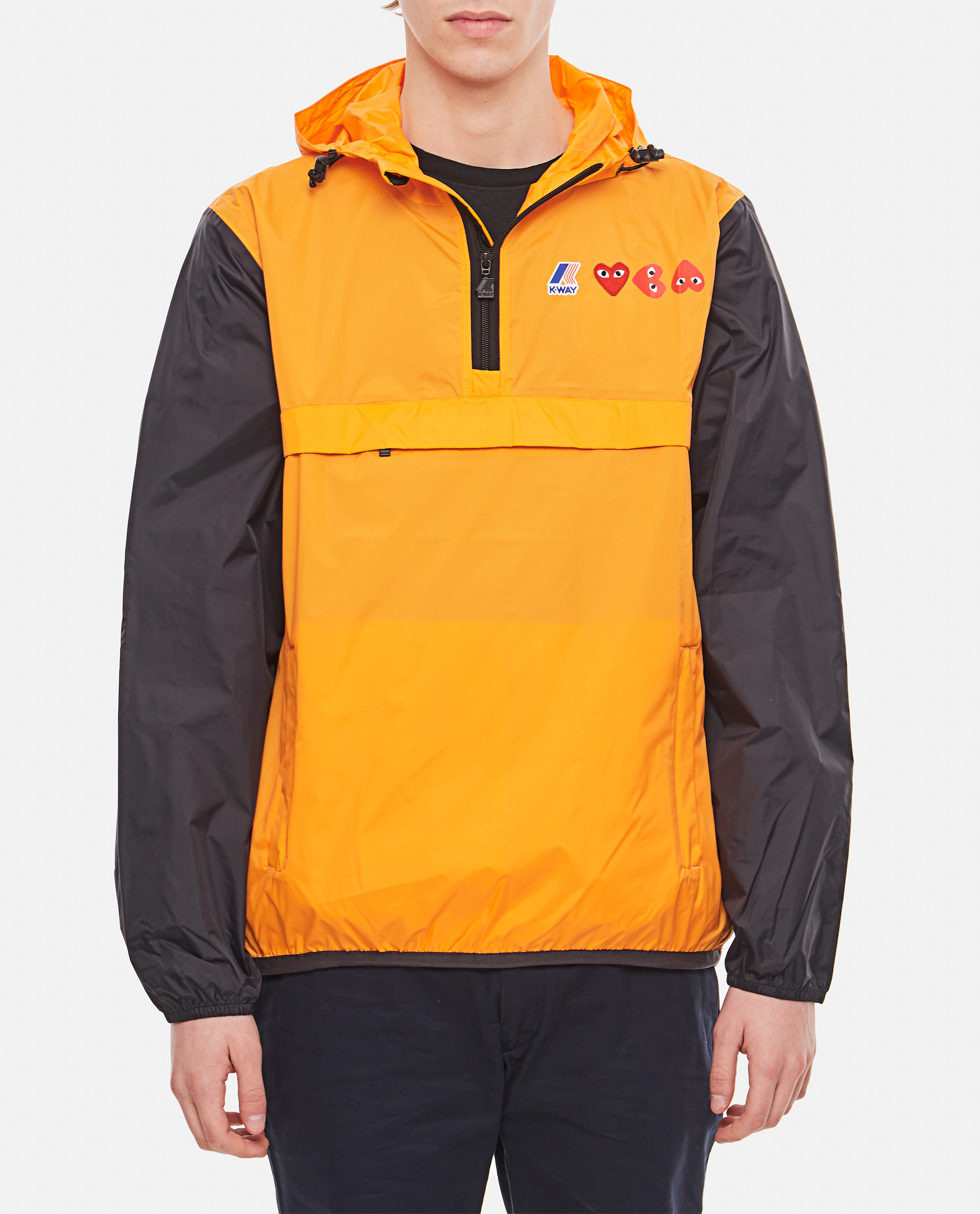 Comme Des Garçons Play K Way Hoodie Half Zip In Orange