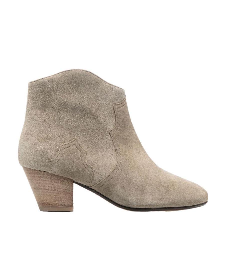 Isabel Marant Dicker Suede Leather Boots In Nude