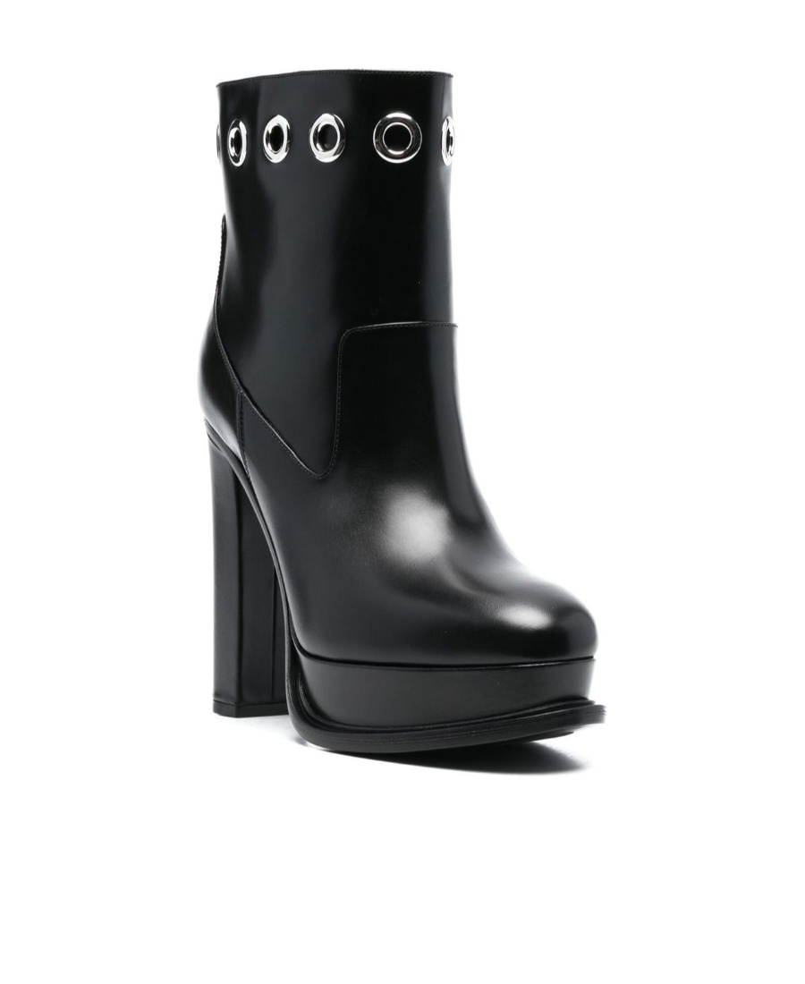Shop Alexander Mcqueen 130mm Platform-sole Eyelet Boots In Black