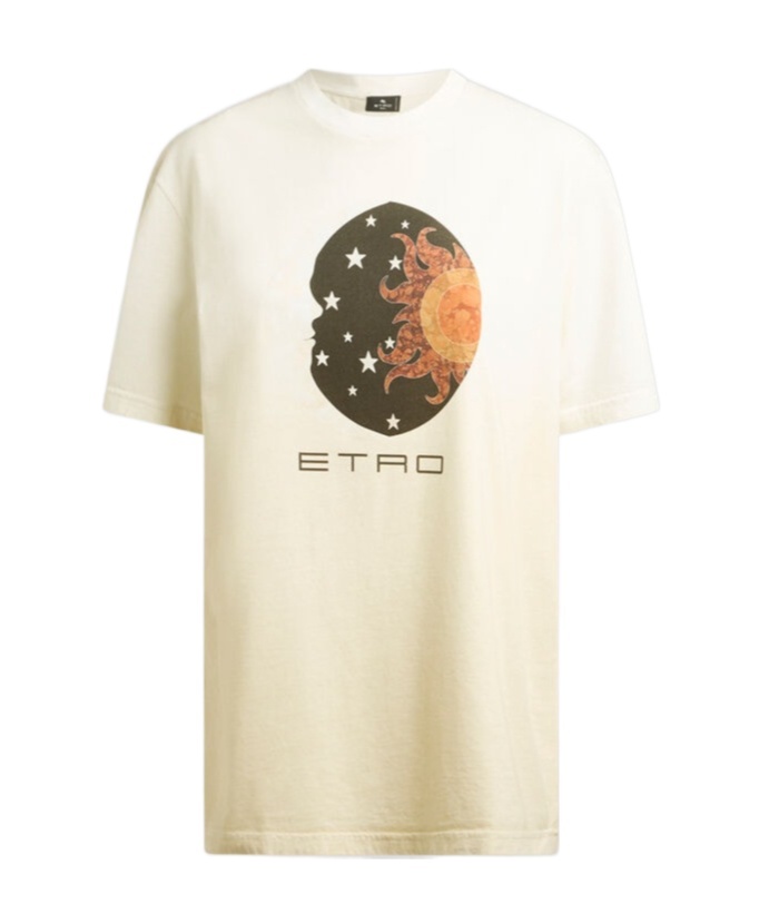 Etro Graphic Print Short Sleeve Crew Neck Top In Neutral