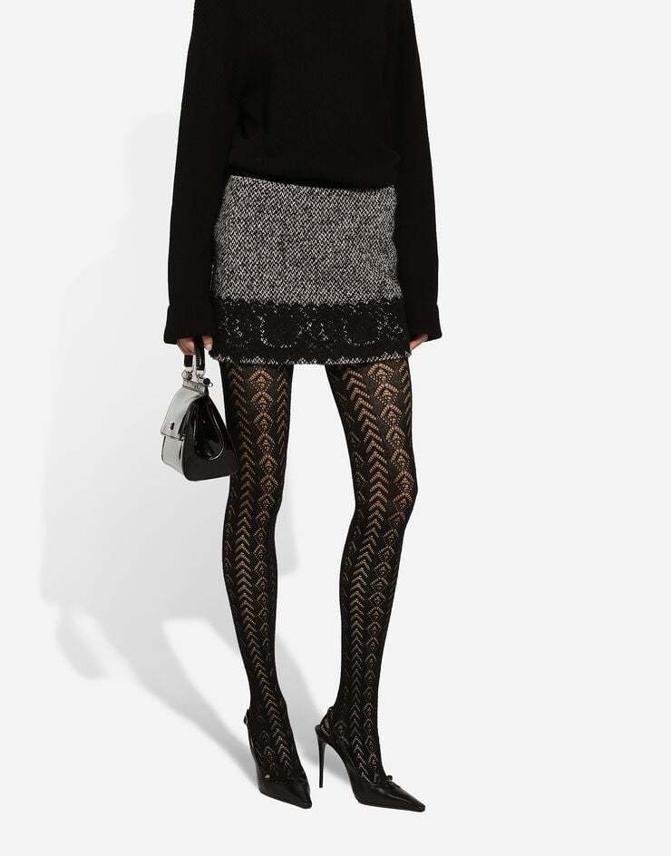 Dolce & Gabbana Short Skirt With Lace Insert In Black