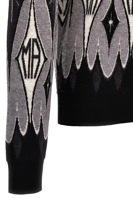 Amiri Black & Gray Jacquard Sweater In Gray