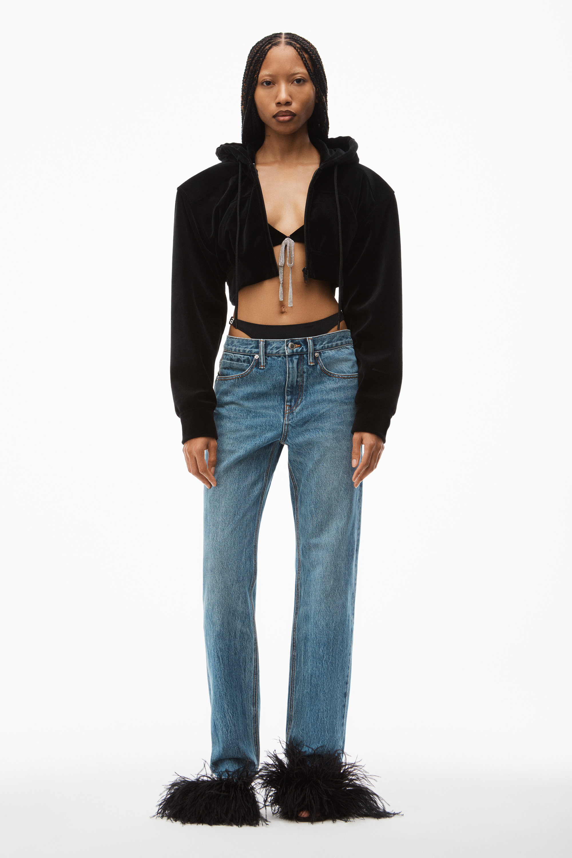 ALEXANDER WANG LOW-WAISTED THONG JEANS 