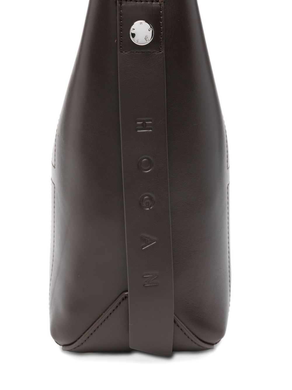 Hogan Small Leather Hobo Bag With Adjustable Strap In Brown