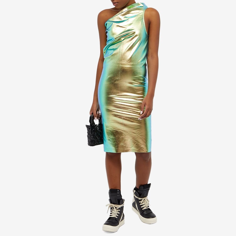 Rick Owens One-shoulder Iridescent Midi Dress In Green