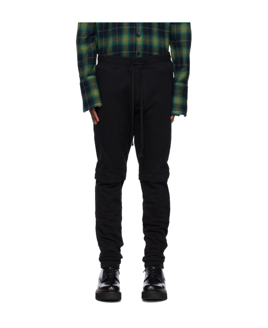 Greg Lauren Fleece Drawstring-waistband Trousers In Black
