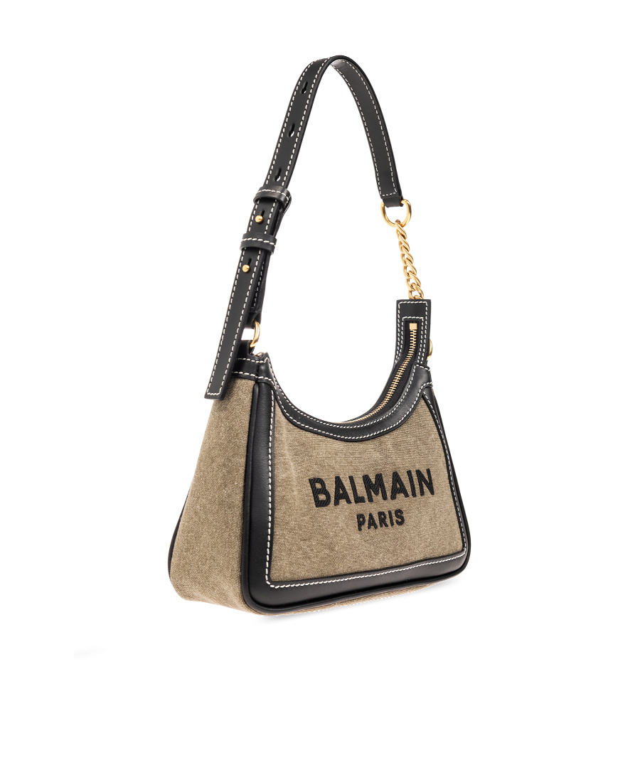 Balmain Lettering Detail Shoulder Bag In Brown