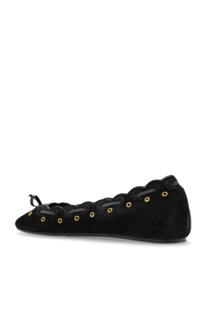 Isabel Marant Balfy Scalloped Eyelet Ballet Flats In Black