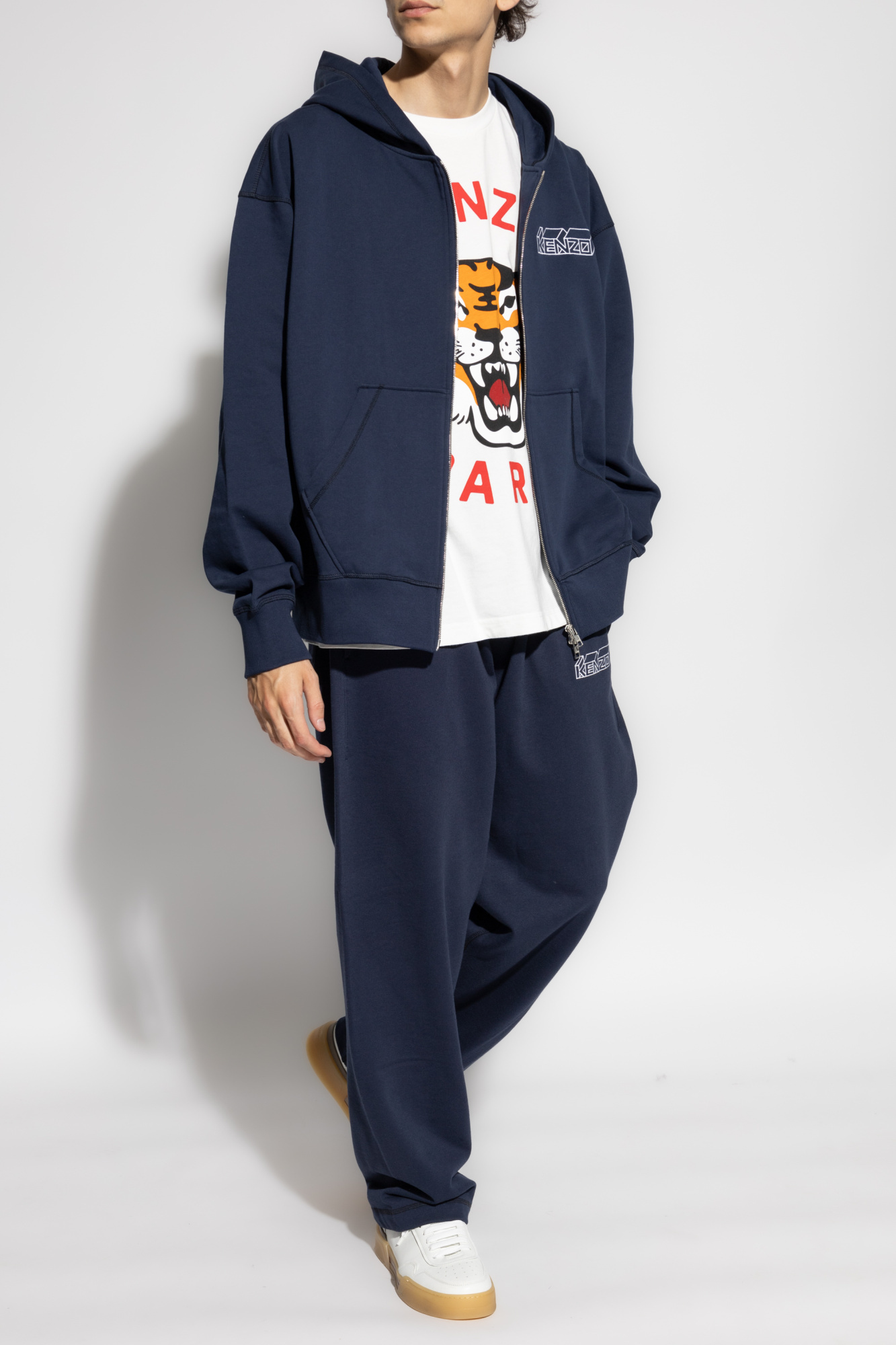 Kenzo ' Kube' Straight Embroidered Jogging Trousers In Black