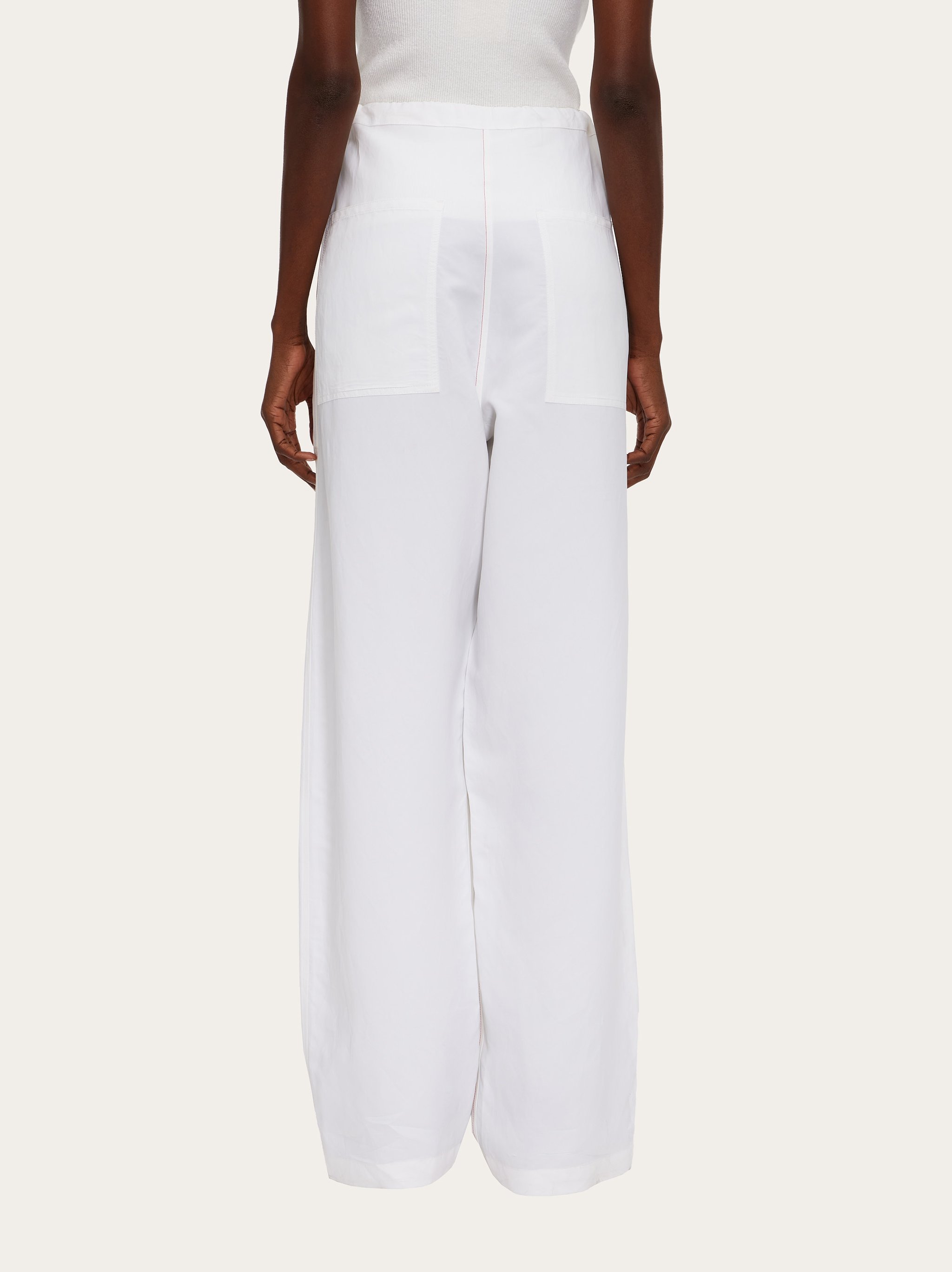 Shop Ferragamo Rope Wide-legged Casual Trousers In White