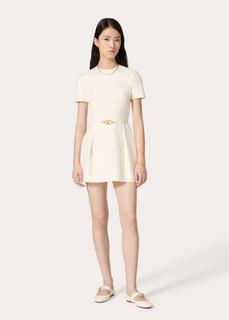 Valentino Crepe Couture Belted Minidress In White