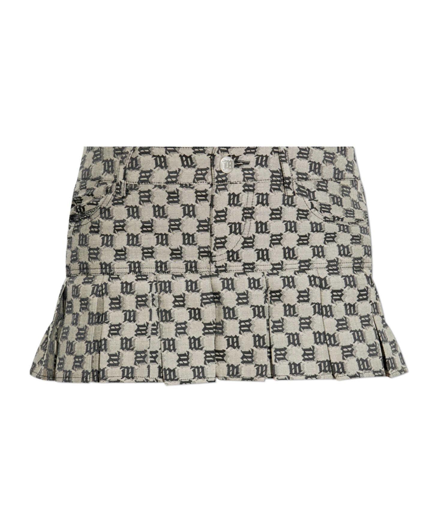 Misbhv Womens Classic Monogram Pleated Belt-loops Woven Mini Skirt Mlc In Gray