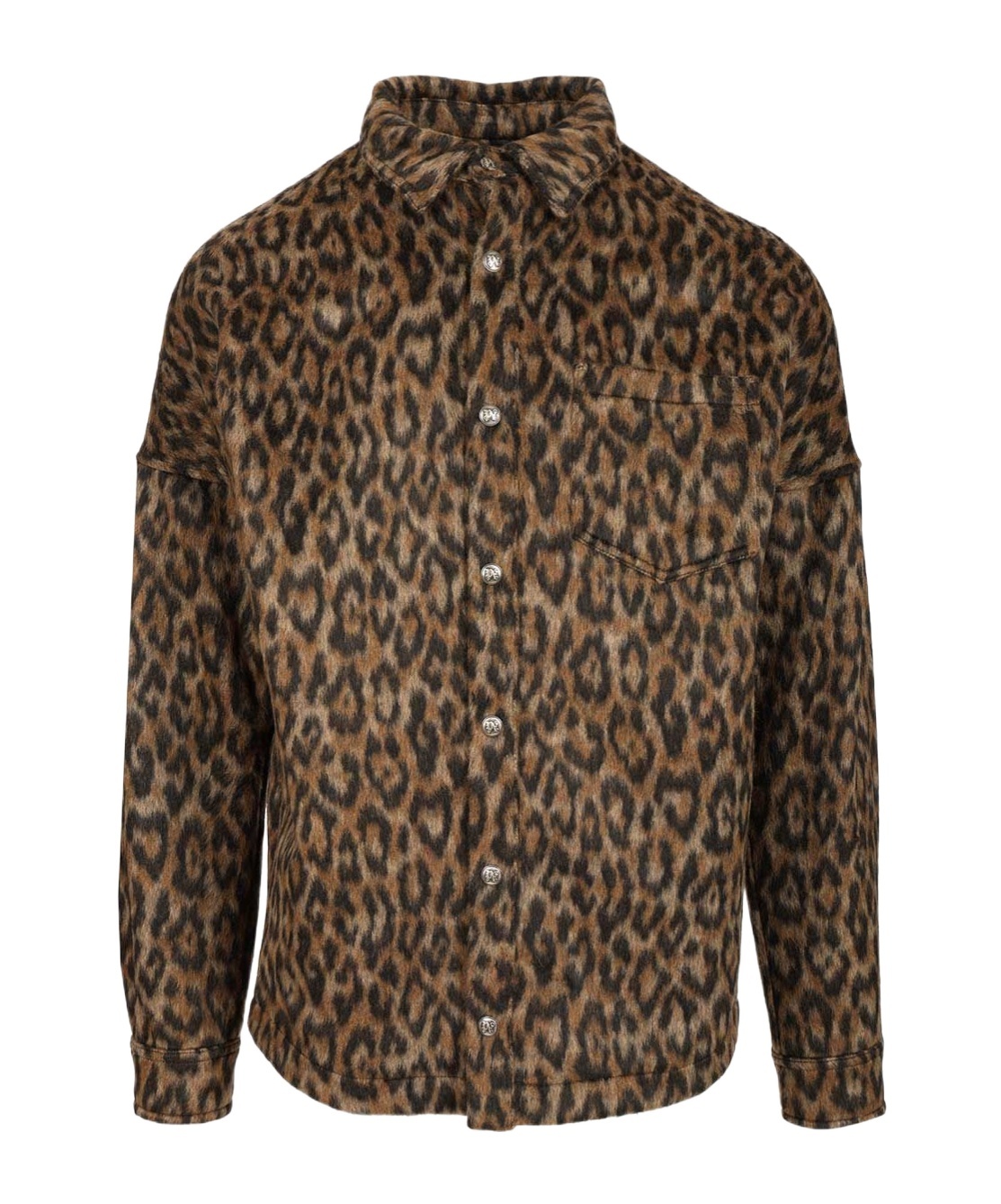 Palm Angels Leopard-print Button-fastening Overshirt In Brown