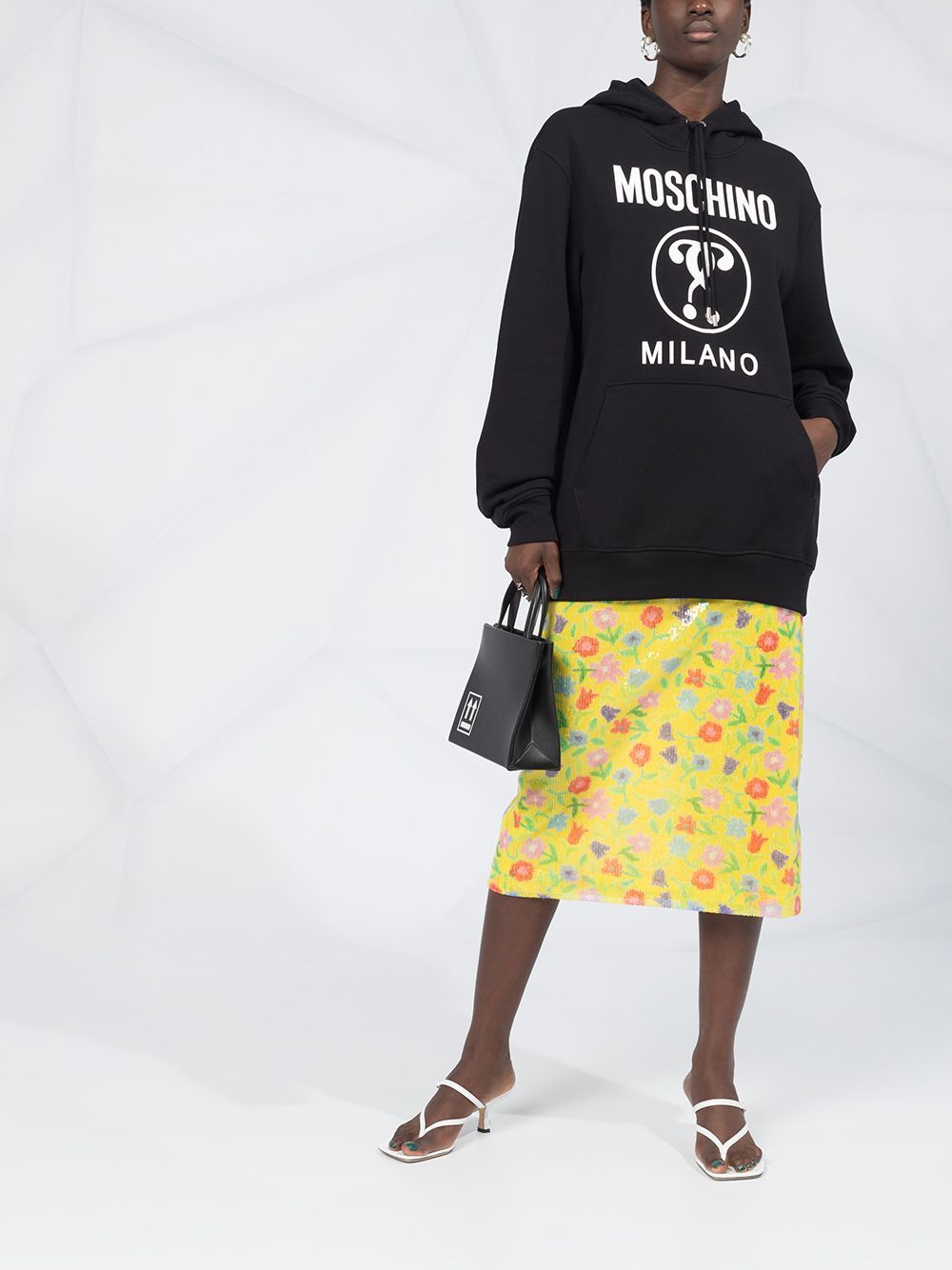 MOSCHINO LOGO PRINTED HOODED SWEATER