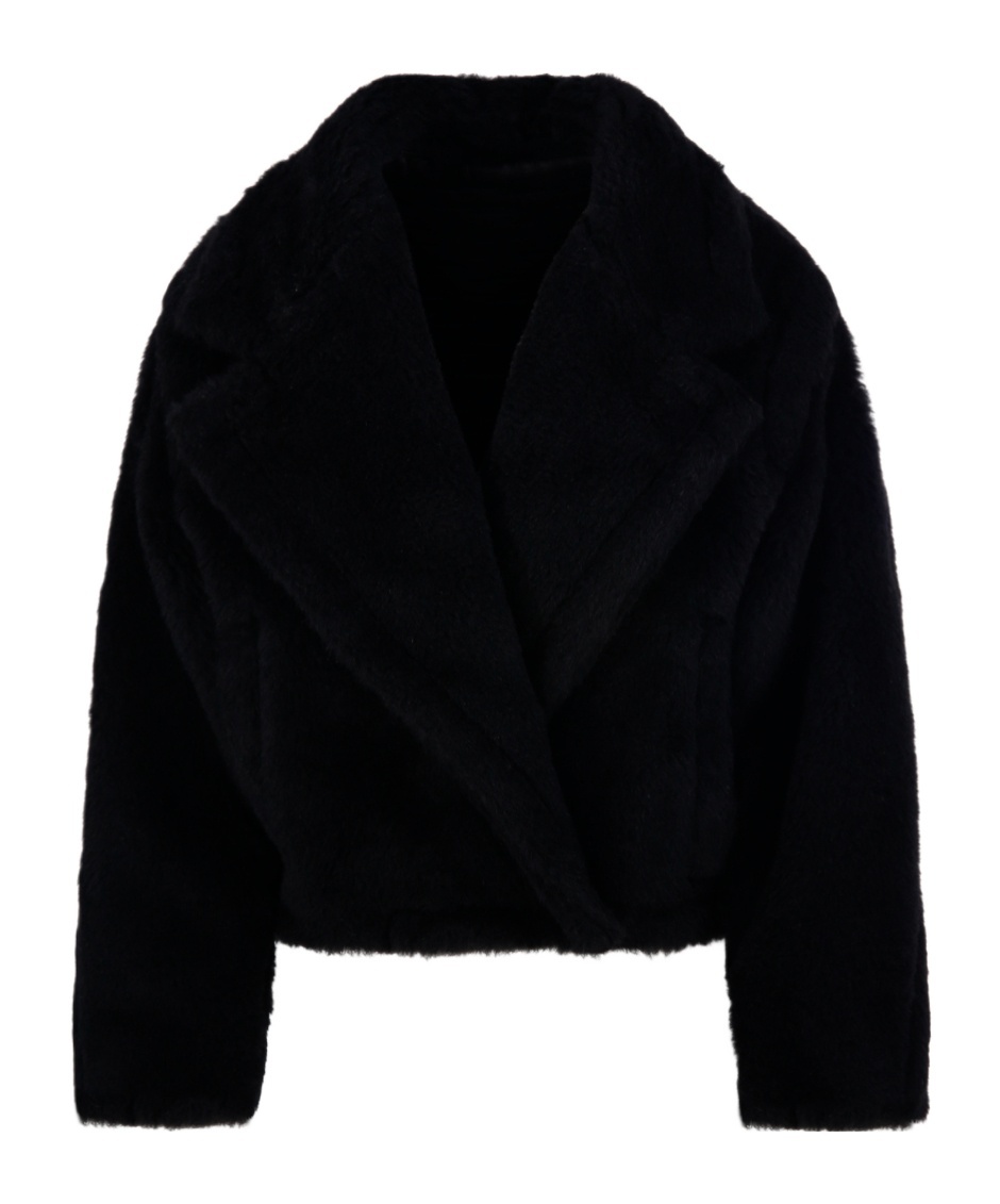Max Mara Lapel Long-sleeved Coat In Black