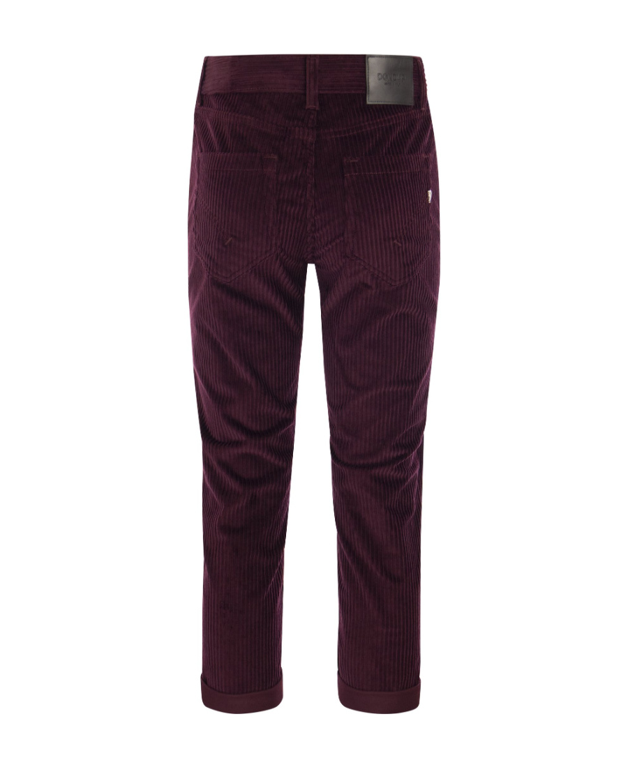 Dondup Koons Loose-fitting Velvet Trousers In Burgundy