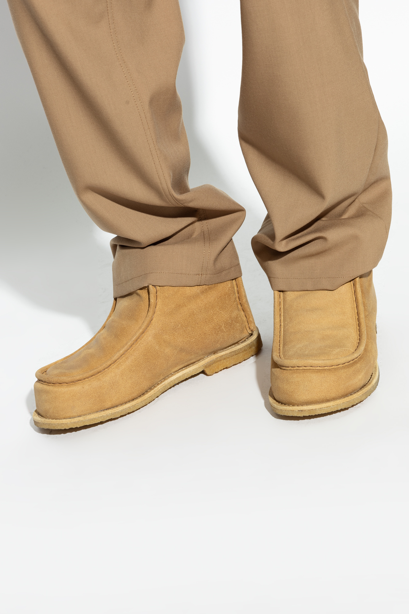 Jw Anderson Man Ankle Boots Camel Size 9 Calfskin In Brown