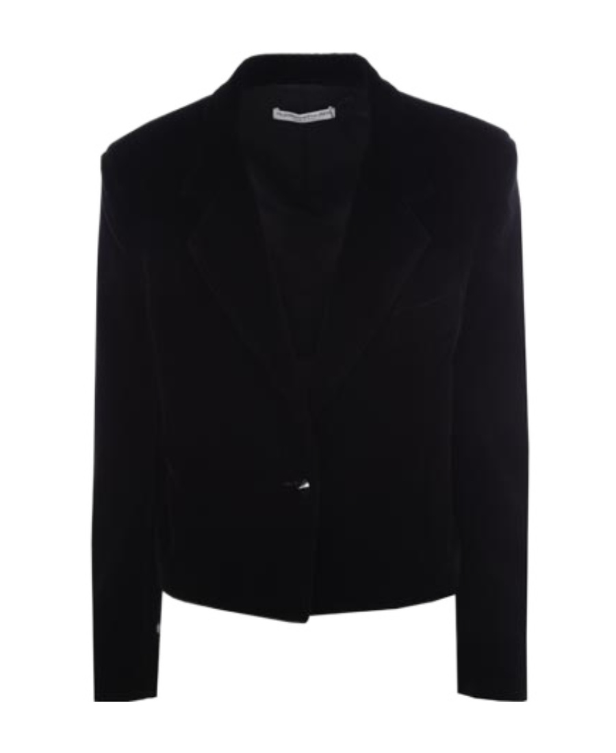 Alessandra Rich Single-breasted Cropped Blazer In Black