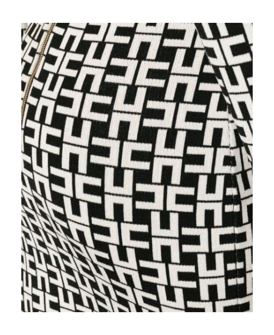 Elisabetta Franchi Logo Pattern Jacquard Skirt In Nero/burro In Black
