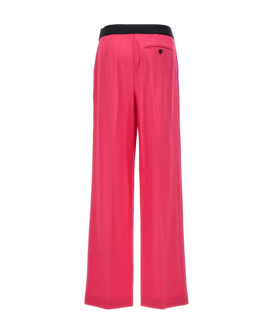 Msgm Trousers With Front Pleats And Elastic Waistband In Red