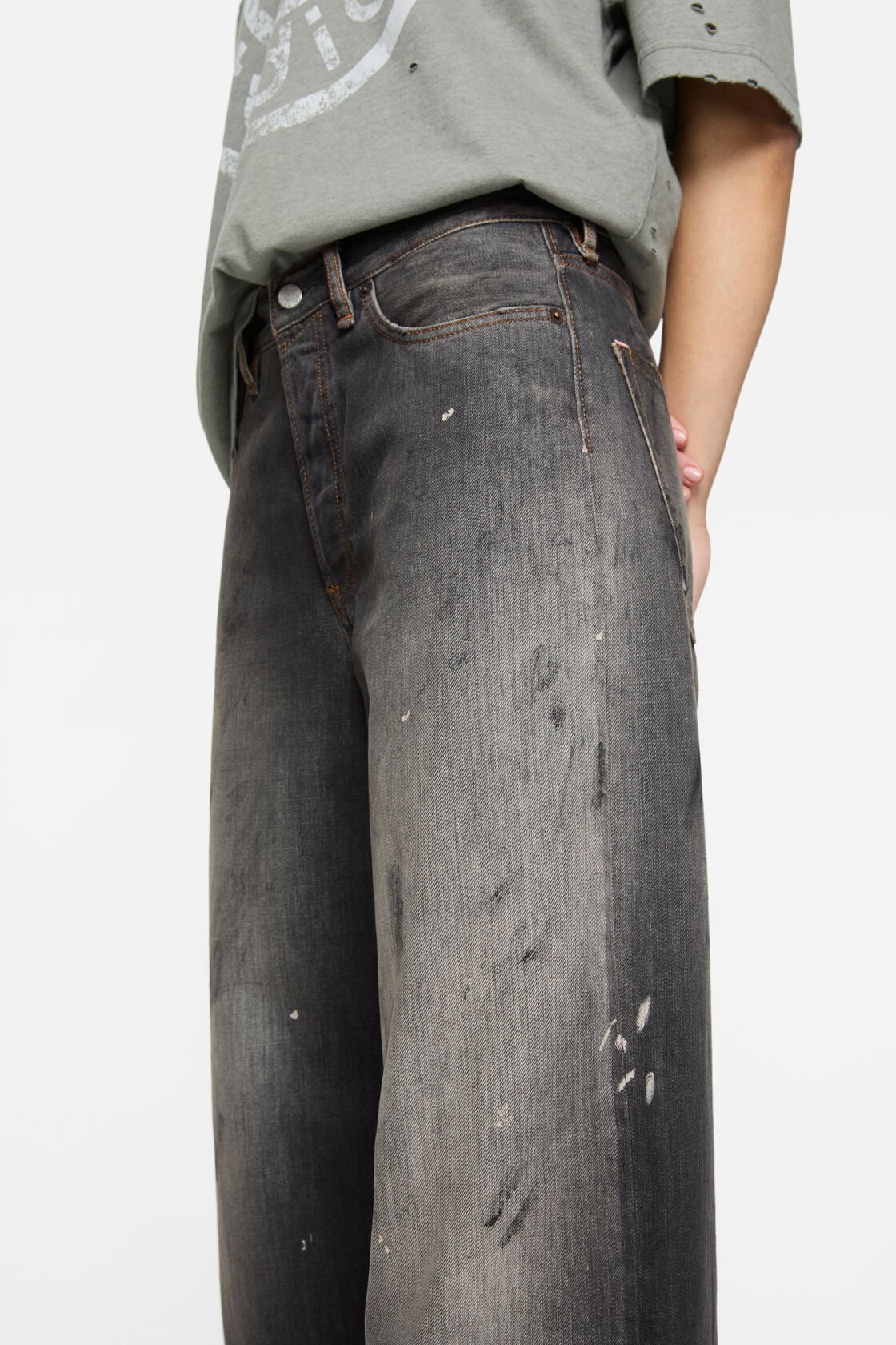Acne Studios Denim Trousers With Belt Loops In Black