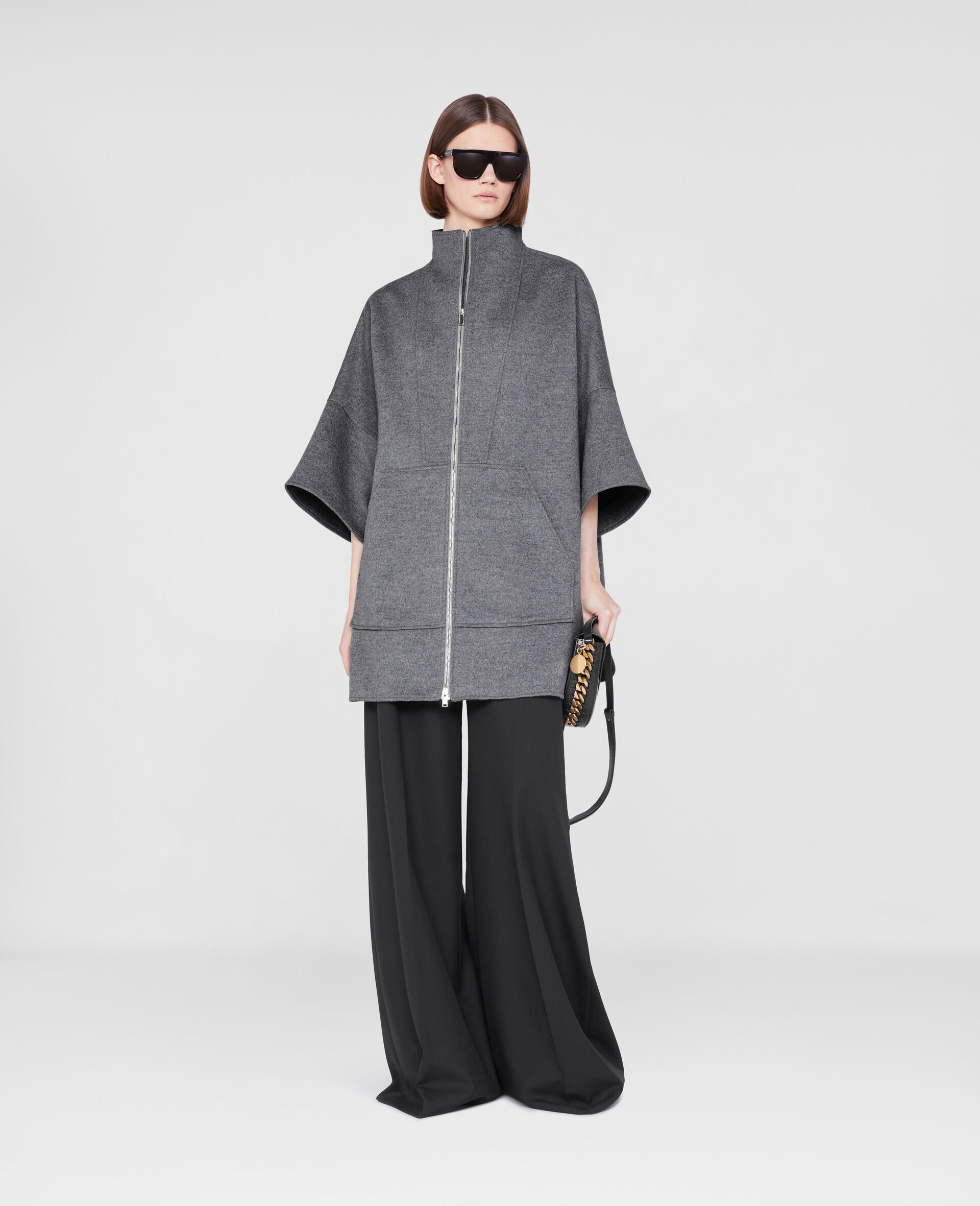 Stella Mccartney High-collar Wool Casual Jacket In Gray