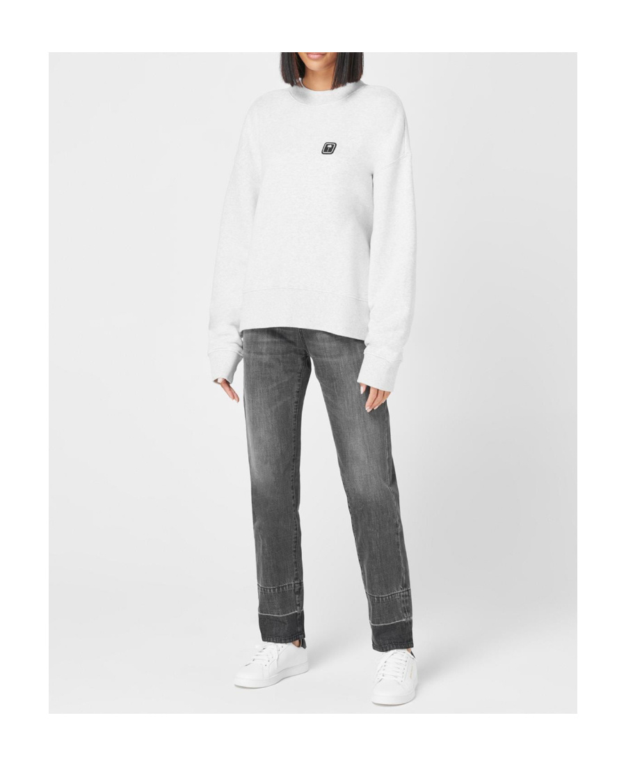 Palm Angels Melange Grey Palm Tree Oversize Sweatshirt In Gray