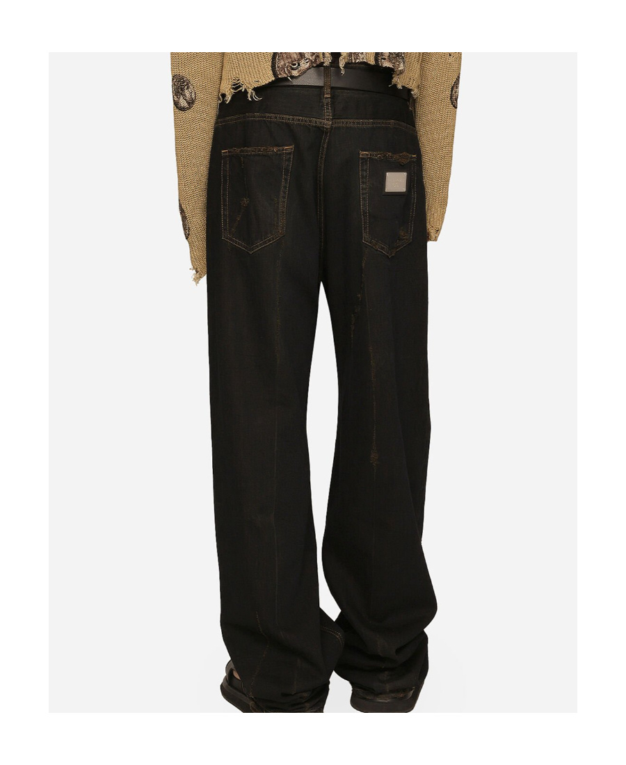 DOLCE & GABBANA DOLCE  GABBANA LOGO PATCH STRAIGHT-LEG JEANS