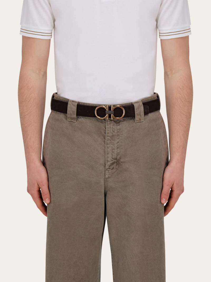 Ferragamo Gancini-buckle Calfskin Belt In Black