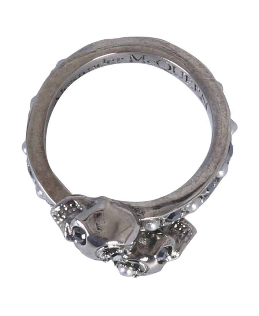 Alexander Mcqueen Skull Motif Ring In Gray