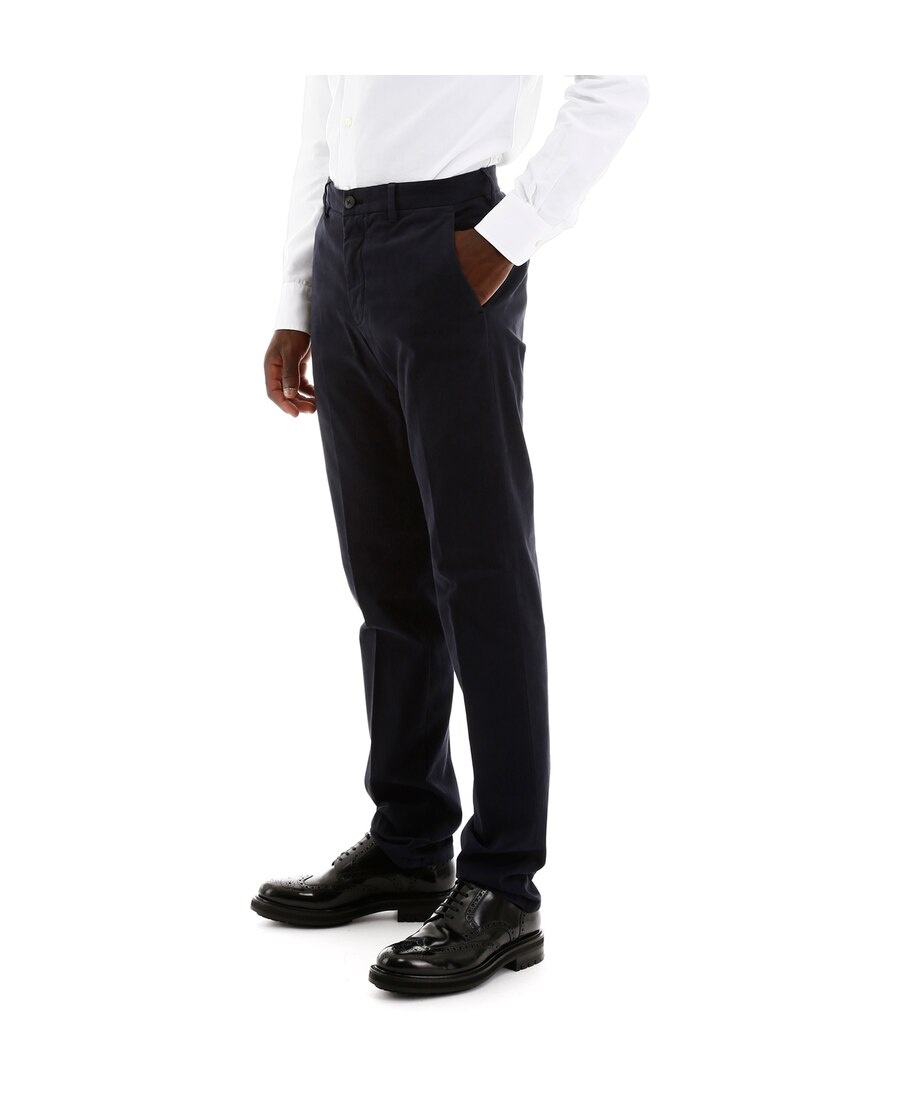 Zegna Dark Blue Straight Casual Pants In Black