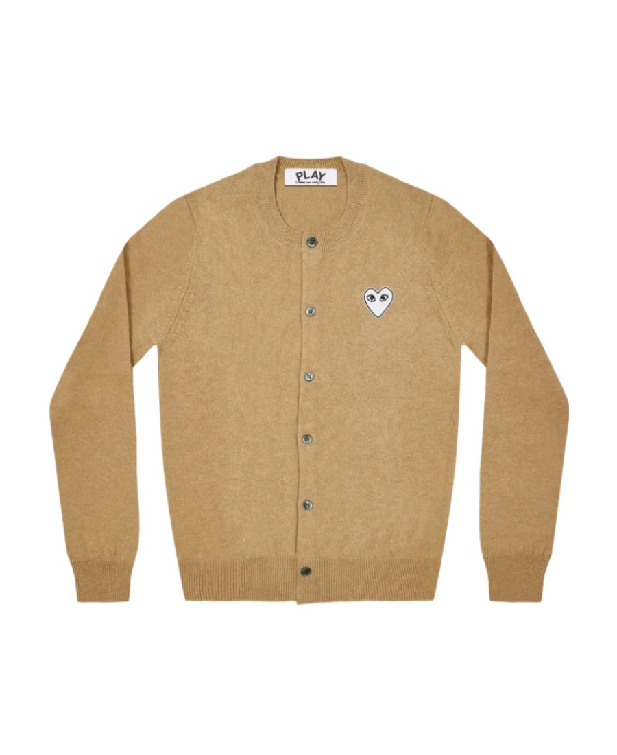 Comme Des Garçons Play Round-neck Long-sleeved Sweater In Brown